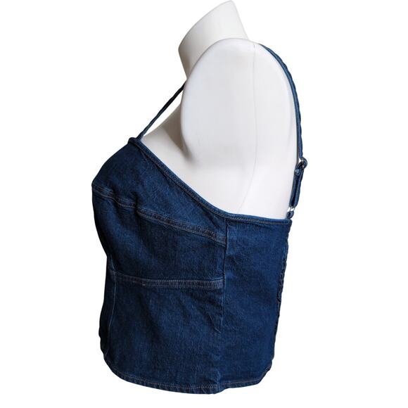 Denim Bustier Corset Crop Top XXL Y2K Boho Festival Grunge Indie Sleaze Western - Picture 2 of 6